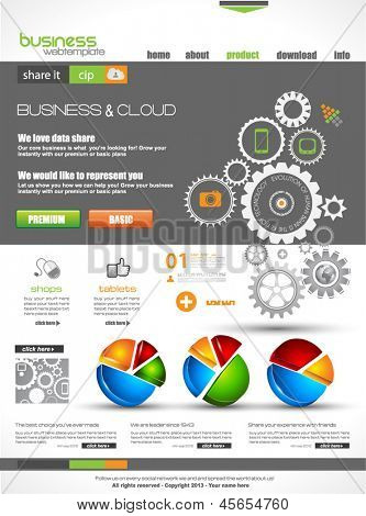 Modello di sito Web per scopi commerciali e cloud aziendali. Ideale per società Blog con alta classe 