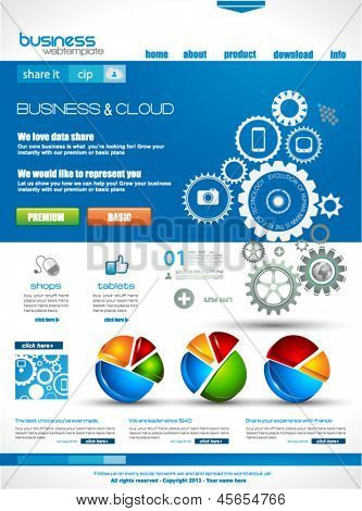Modello di sito Web per scopi commerciali e cloud aziendali. Ideale per società Blog con alta classe 