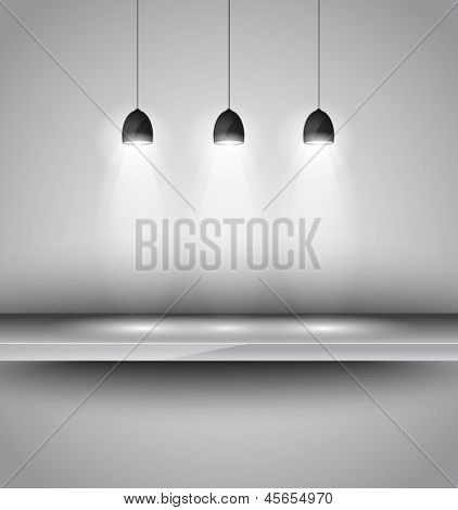 SHEF avec lampe 3 spots avec lumière directionnelle pour la publicité des produits, vitrine simulation o