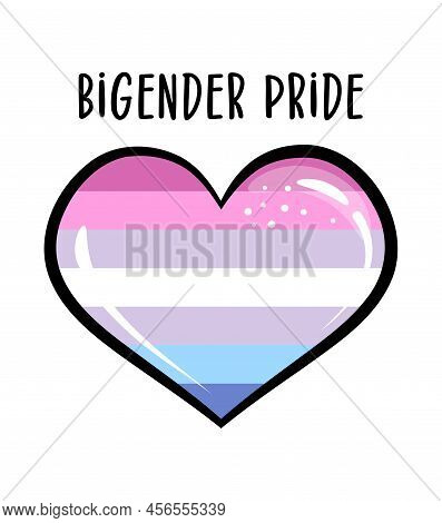 Bigender Pride Heart Symbol - Rainbow Heart Sticker Pride Banner. Lgbt Flag Colors. Happy Pride Mont