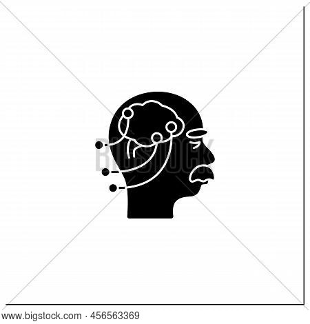 Tests Glyph Icon. Neurological Function Testing. Assesses Motor, Sensory Skills, Hearing And Speech,