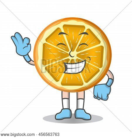 Slice Orange Emoticon Cartoon Illustration Isolated On White Character Design Vector Illustration Is