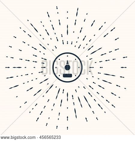 Grey Speedometer Icon Isolated On Beige Background. Abstract Circle Random Dots. Vector