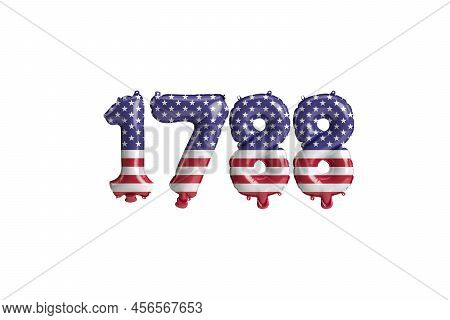 3d Illustration Of 1788 Balloon With Usa Flag Colors Isolated On White Background