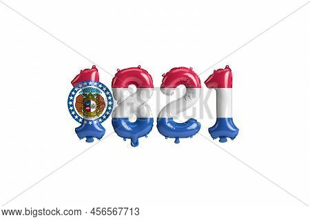 3d Illustration Of 1821 Balloon With Missouri Flag Colors Isolated On White Background
