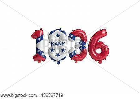 3d Illustration Of 1836 Balloon With Arkansas Flag Colors Isolated On White Background