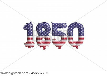 3d Illustration Of 1850 Balloon With Usa Flag Colors Isolated On White Background