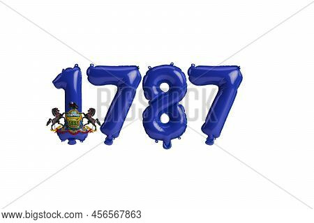 3d Illustration Of 1787 Balloon With Pennsylvania Flag Colors Isolated On White Background