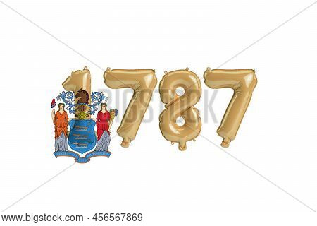 3d Illustration Of 1787 Balloon With New Jersey Flag Colors Isolated On White Background