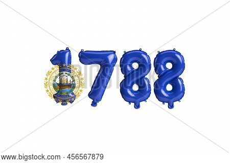 3d Illustration Of 1788 Balloon With New Hampshire Flag Colors Isolated On White Background