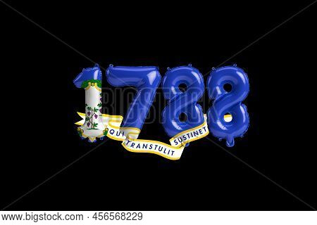 3d Illustration Of 1788 Balloon With Connecticut Flag Colors Isolated On Black Background