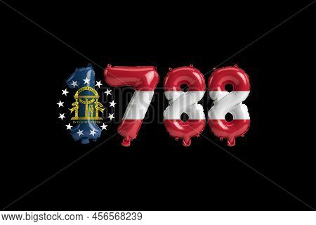 3d Illustration Of 1788 Balloon With Georgia Flag Colors Isolated On Black Background