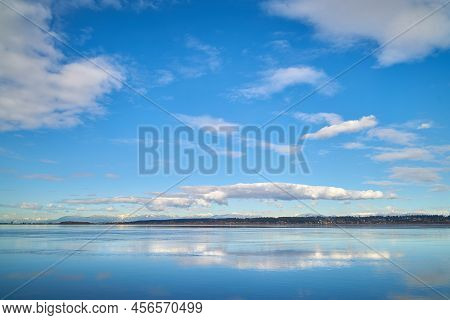 Blackie Spit Boundary Bay Surrey. A Beautiful Sky And Reflection From Blackie Spit By In Crescent Be