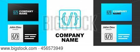 Blue Line Programming Language Syntax Icon Isolated On White Background. Syntax Programming File Sys