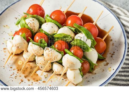 Homemade Fresh Caprese Skewer Appetizer