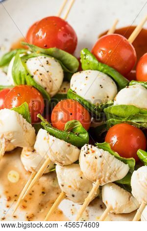 Homemade Fresh Caprese Skewer Appetizer