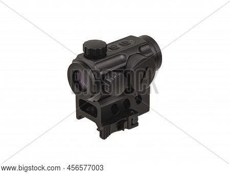 Modern Optical Collimator Sight. Aiming Device For Shooting At Short Distances. Isolate On A White B