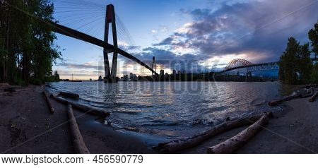 Skytrain And Pattullo Bridge In New Westminster And Surrey, Greater Vancouver, British Columbia, Can