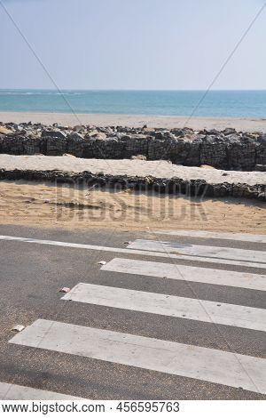 Pedestrian Crossing Leading To The Ocean At Arichal Munai, Dhanushkodi, Tamil Nadu, India