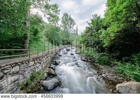 Valira Del Orient River In Cami Ral La Massanain Summer In Andorra.