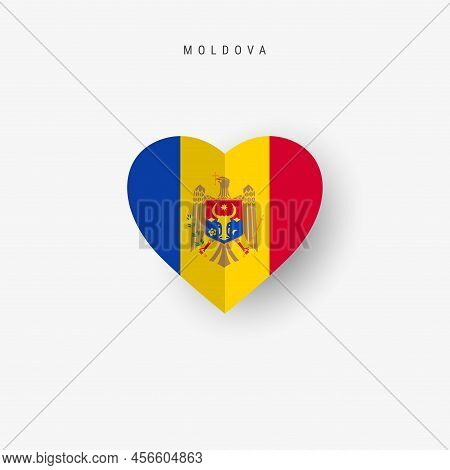 Moldova Heart Shaped Flag. Origami Paper Cut Moldavian National Banner. 3d Vector Illustration Isola