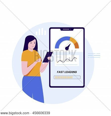 Flat Design Of Web Page Loading Speed Test
