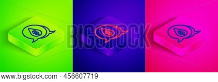 Isometric Line Oil Drop With Dollar Symbol Icon Isolated On Green, Blue And Pink Background. Oil Pri