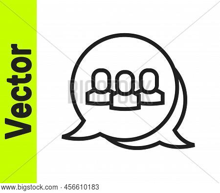 Black Line Project Team Base Icon Isolated On White Background. Business Analysis And Planning, Cons