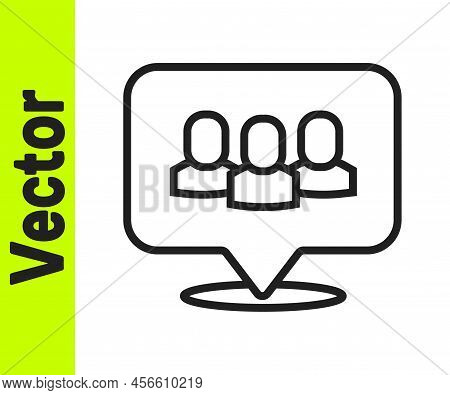Black Line Project Team Base Icon Isolated On White Background. Business Analysis And Planning, Cons