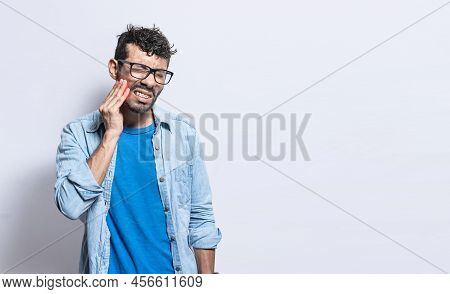 People With Toothache, A Man Suffering From Toothache Isolated, Person With Hand On Cheek With Tooth