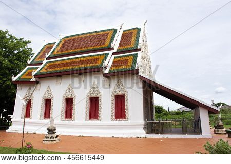 Ancient Architecture Antique Building Ubosot Church Of Wat Khien Or Khian Temple For Thai People Tra