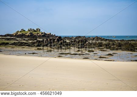 Chausey Island Coast, Beach And Cliffs Landscape In Brittany, France
