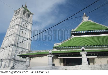 The Historic Weathered Tower At The Kampung Kling Mosque Built In 1748 In The City Of Malacca Malays