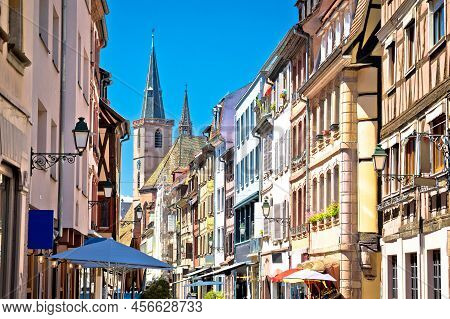 Colorful Street Of Historic City Center Of Strasbourg, Alsace Region Of France