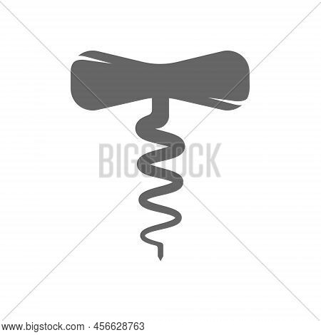 Corkscrew. The Icon Of The Device For Removing Corks From The Neck Of The Bottle. Flat Style.