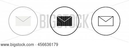 Set Of Mail Envelop Icons. Round Message Line Icons For Web And Print Isolated On White Background.