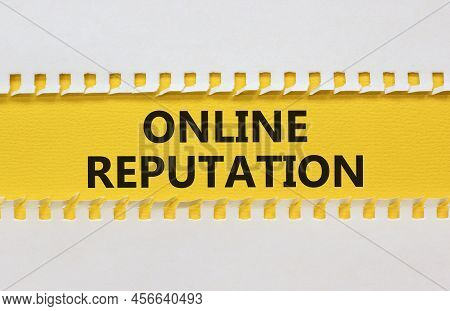 Online Reputation Symbol. Yellow And White Paper With Concept Words Online Reputation On Beautiful W