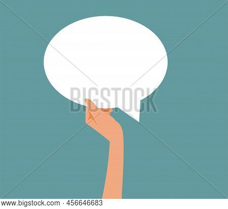 Hand Holding Speech Bubble For Text Message Vector Design