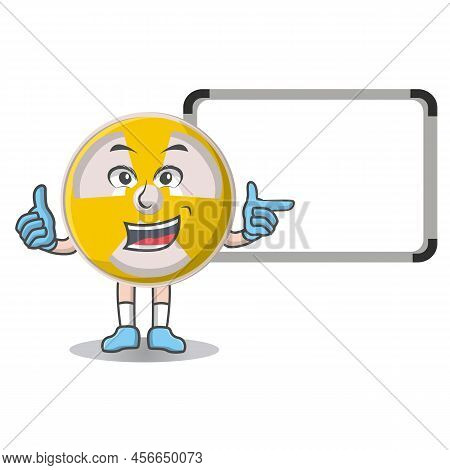 Radioactive Cute With Whiteboard Design Character, Design Vector Illustrator On Whiteboard