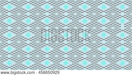 Abstract Geometric Pattern In Blue Gray Print, Fabric Design, . Seamless Geometry. Vector Art