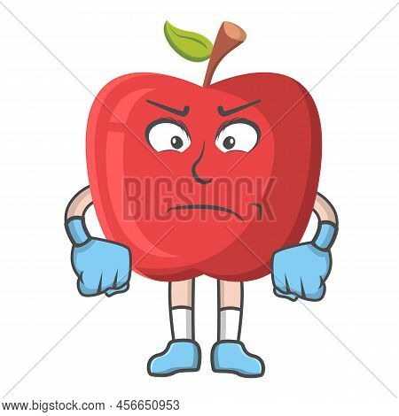 Angry Apple Design Character, Design Vector Illustrator, Character Design On White Background.