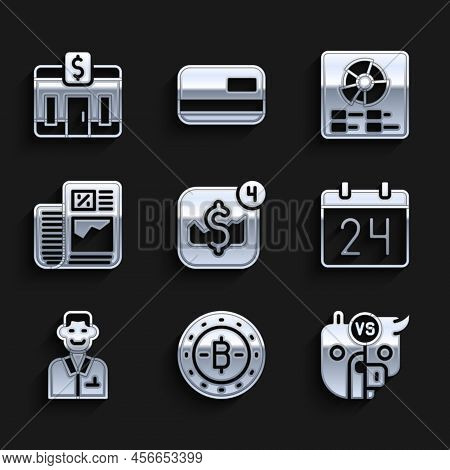Set Mobile Stock Trading, Bitcoin, Bull And Bear Of Market, Calendar, Trader, Business Finance Repor