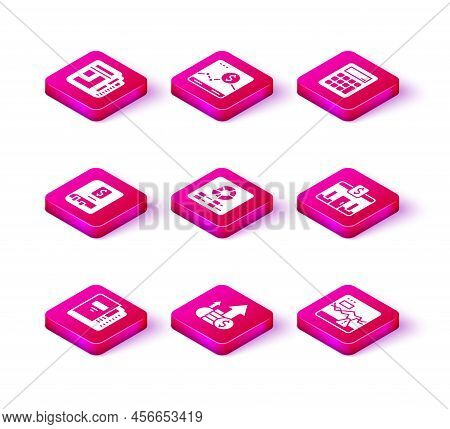 Set Office Folders, Financial Growth And Coin, Book, Pie Chart Infographic, Failure Stocks Market, B