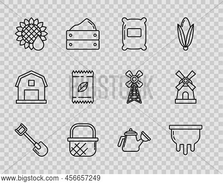 Set Line Shovel, Udder, Bag Of Flour, Shopping Basket, Sunflower, A Pack Full Seeds Specific Plant, 