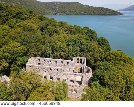Drone View At The Roman Archaeological Site Of Butrinto In Albania