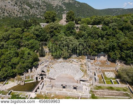 Drone View At The Roman Archaeological Site Of Butrinto In Albania