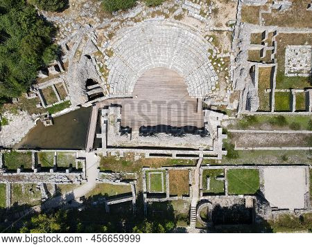 Drone View At The Roman Archaeological Site Of Butrinto In Albania