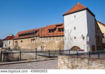 Bridge And Historic City Gate Brucktorturm In Hettstedt, Germany