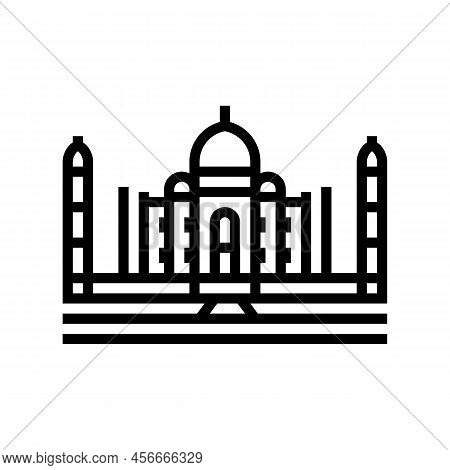 Taj Mahal Line Icon Vector. Taj Mahal Sign. Isolated Contour Symbol Black Illustration