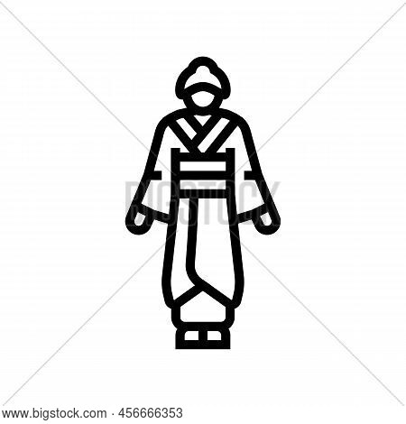 Geisha Woman Line Icon Vector. Geisha Woman Sign. Isolated Contour Symbol Black Illustration
